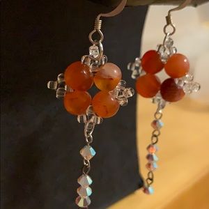 2/$10 NWT Hand Beaded natural agate earrings